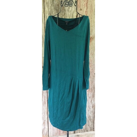 TALBOTS S NWT faux Wrap Green Mid Length Sweater Dress Small S - Picture 1 of 6